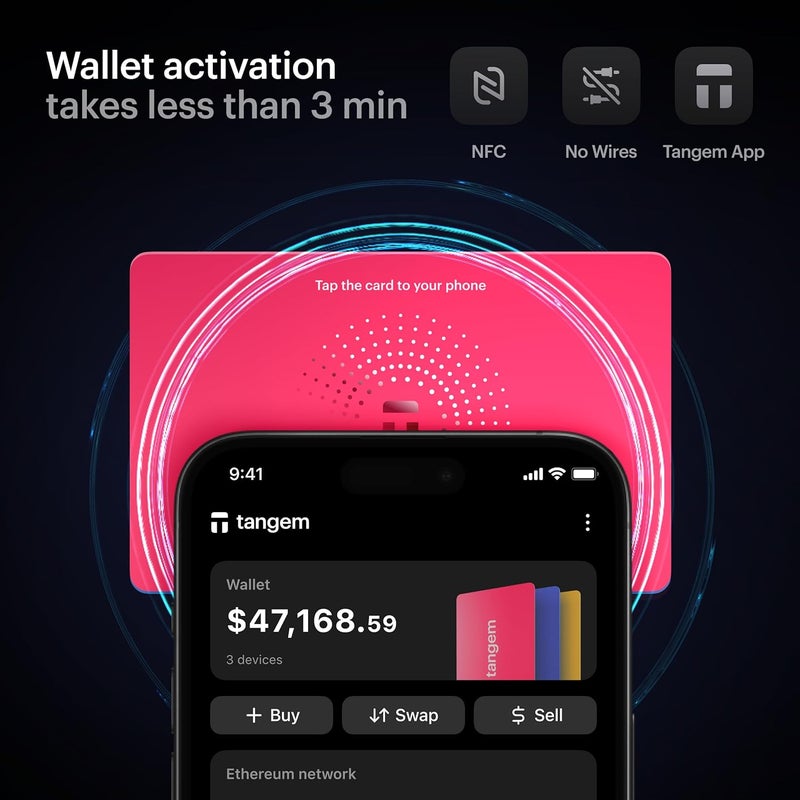 tangem Wallet Pack of 3 - Secure Crypto Wallet - Trusted Cold Storage for Bitcoin, Ethereum, NFT's & More Coins - 100% Offline Hardware Spring Bloom - Image 2